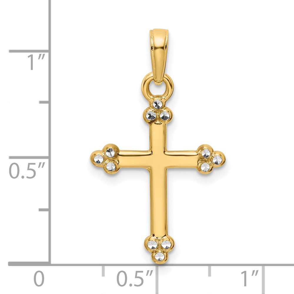 14K w/Rhodium D/C Cross Pendant (K9799)