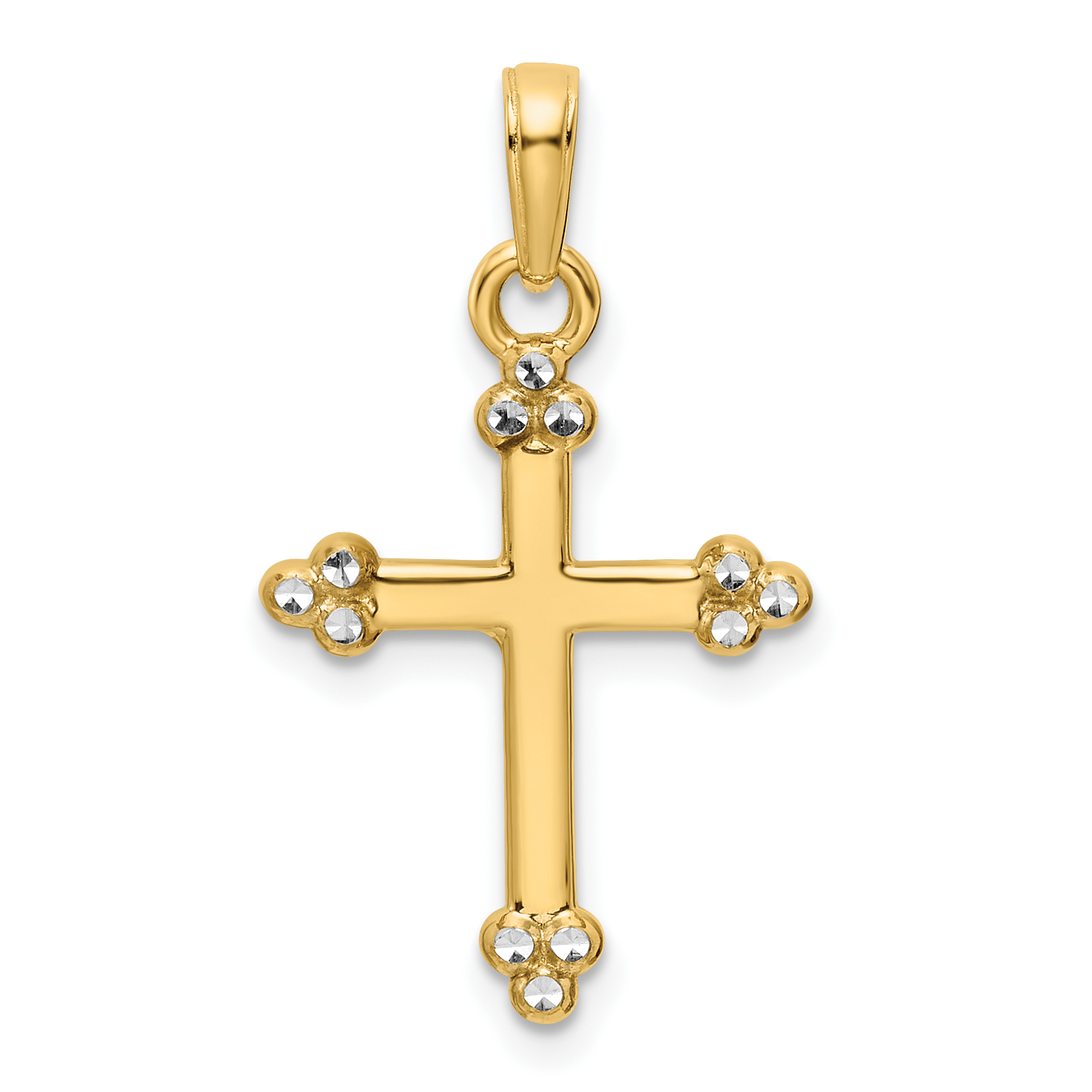 14K w/Rhodium D/C Cross Pendant (K9799)