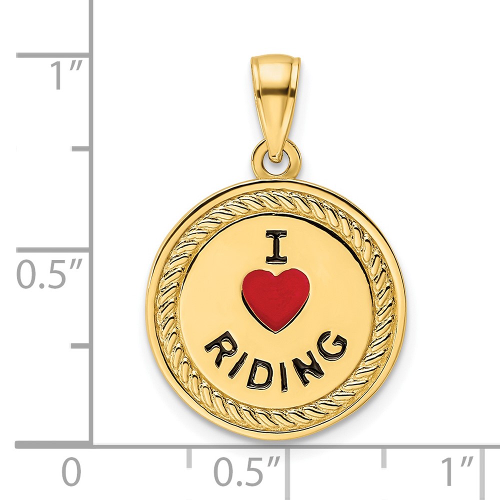 14K I Heart Horses/I Heart Riding Enameled Reversible Pendant (K9802)