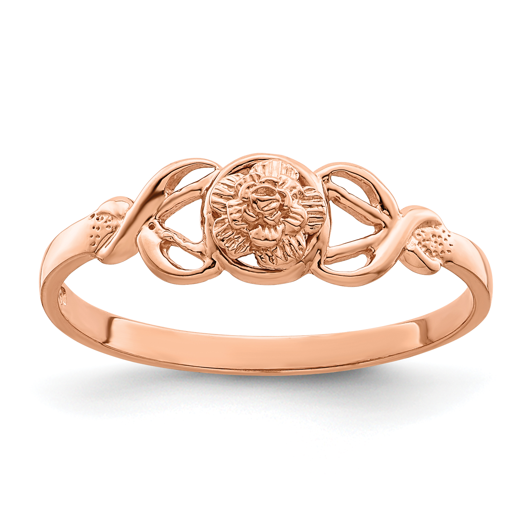 14k Rose Gold Polished Flower Ring (K9807)