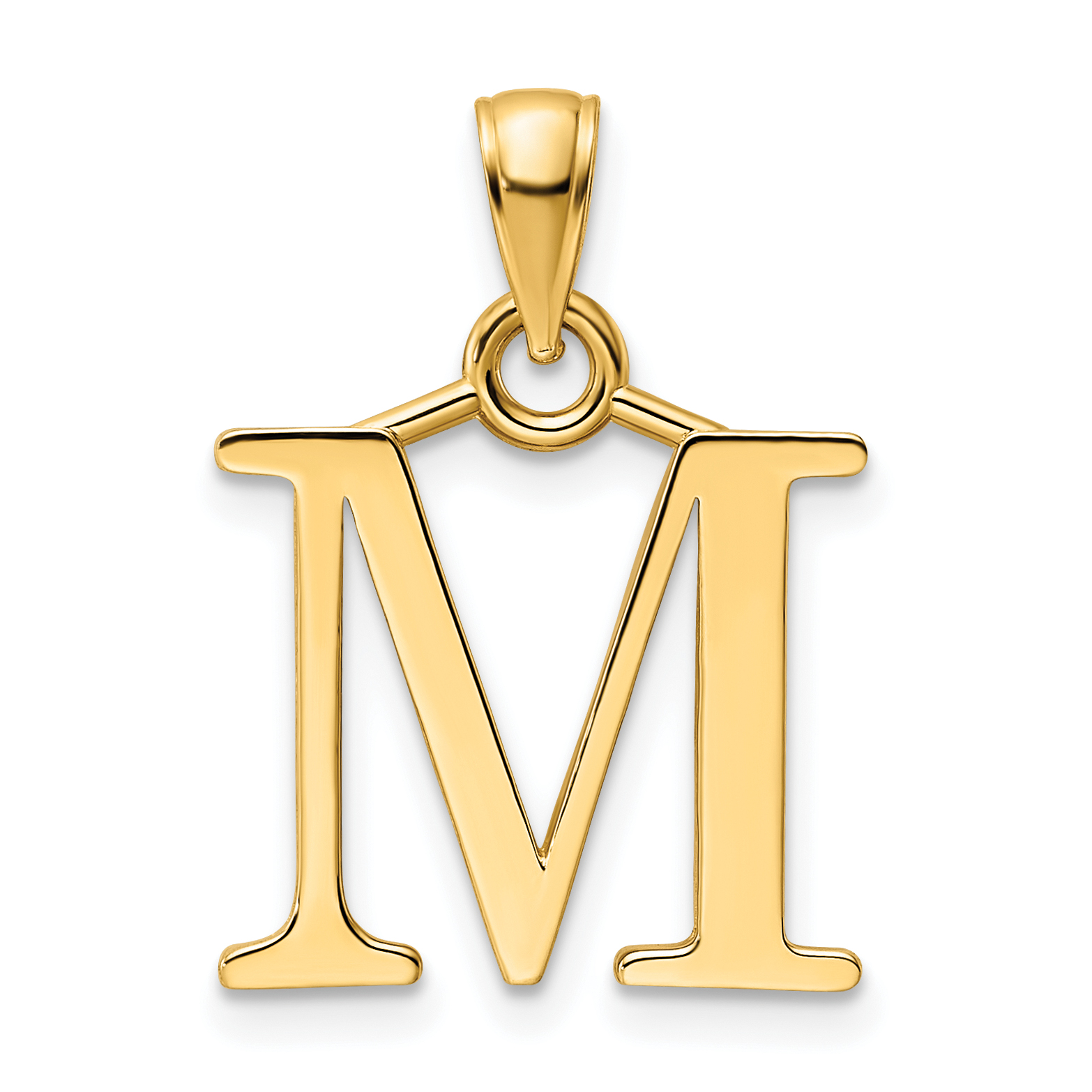 14K Polished Letter M Pendant (K9810M)
