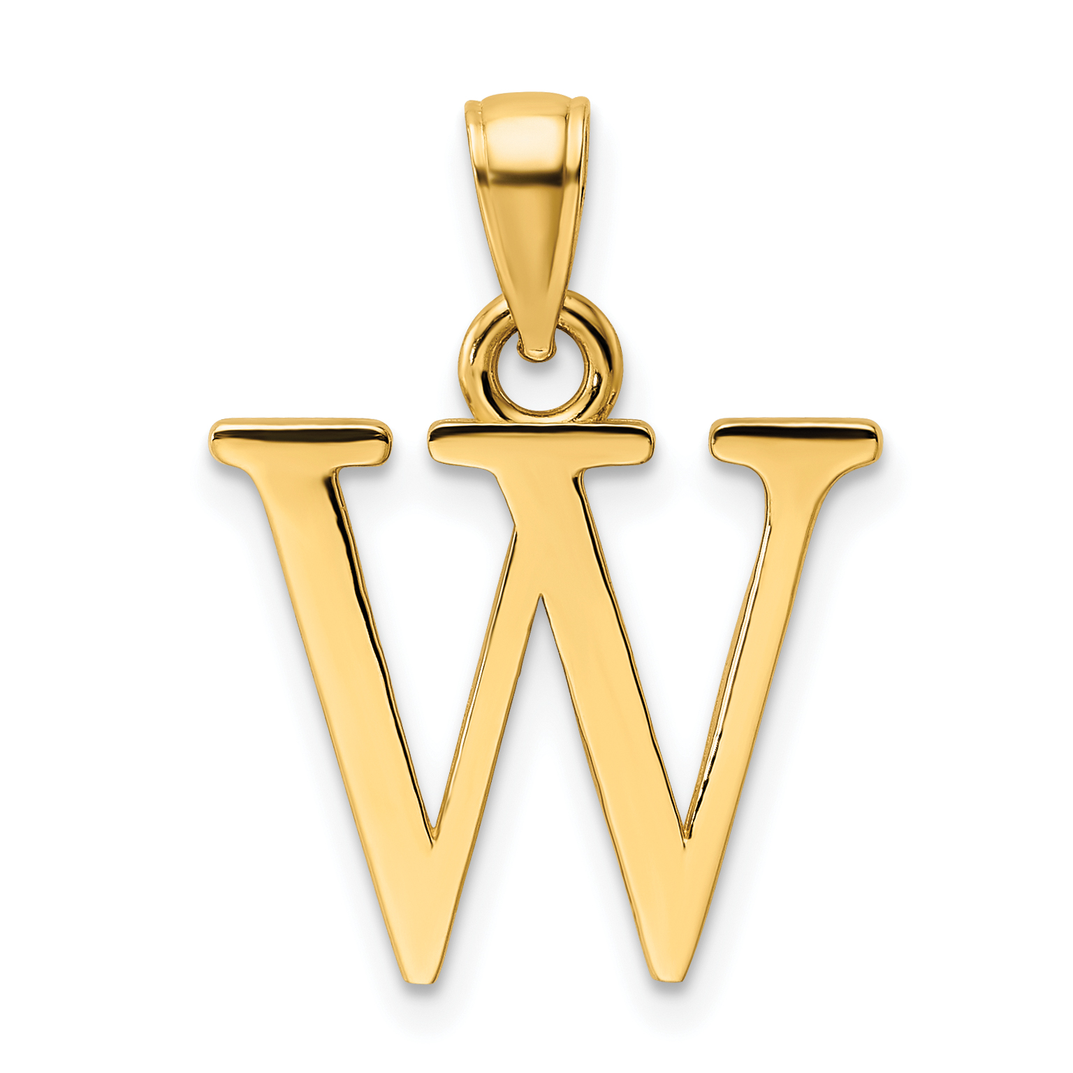 14K Polished Letter W Pendant (K9810W)
