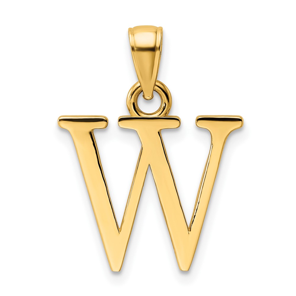 14K Polished Letter W Pendant (K9810W)