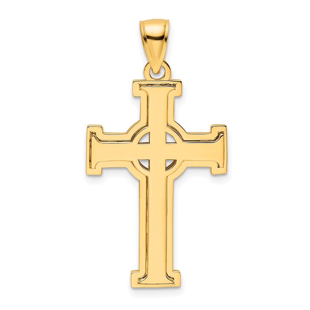 14K Polished Cross Pendant (K9819)