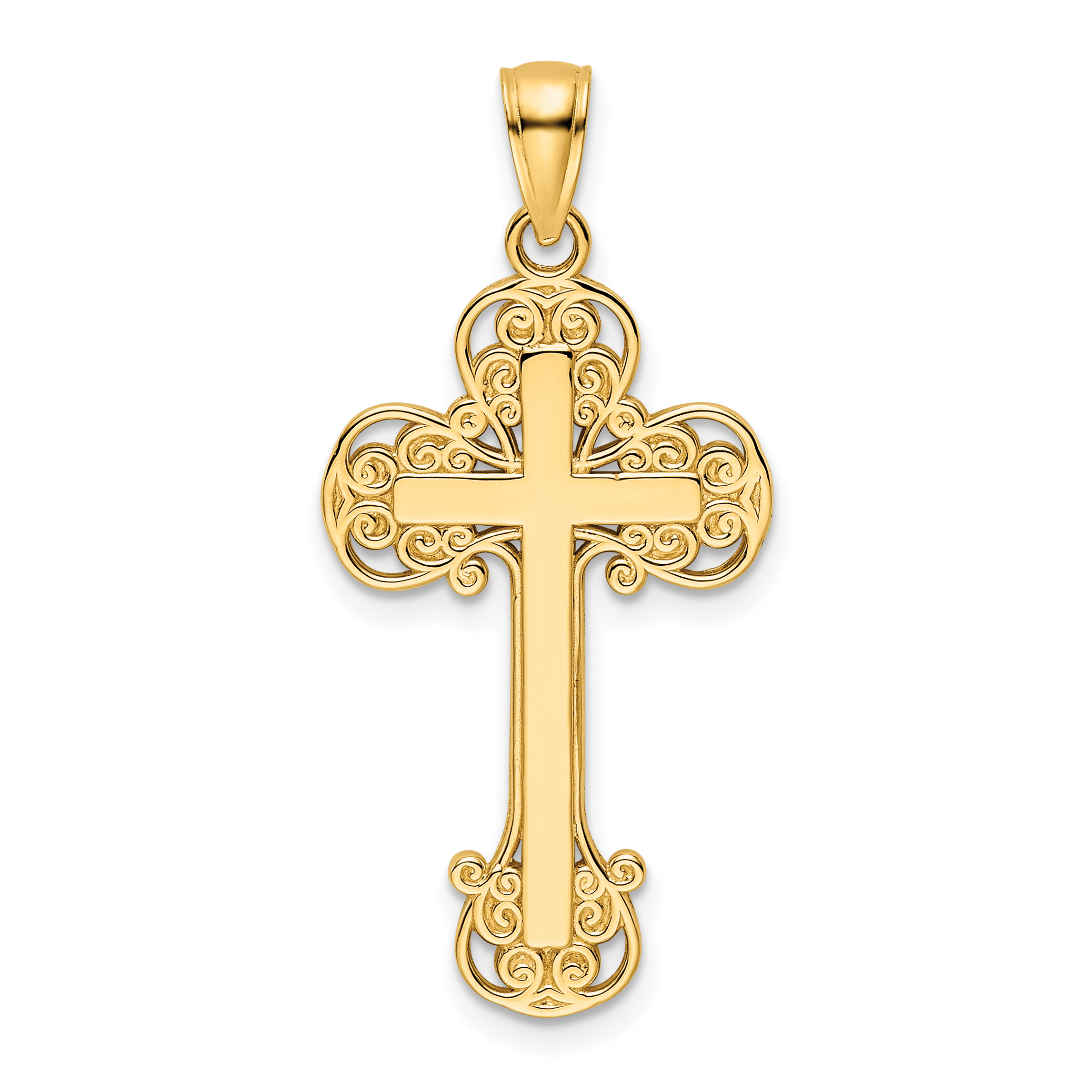14K Polished Fancy Cross Pendant (K9821)