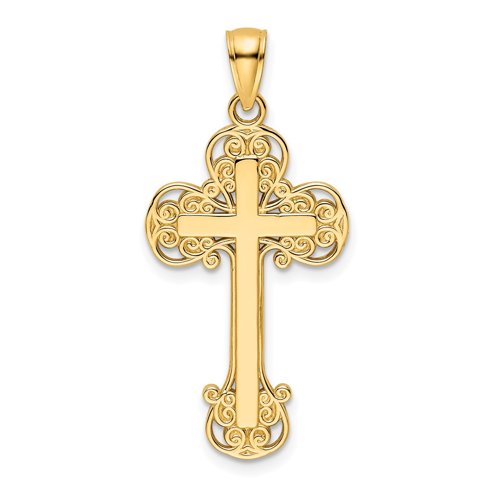 14K Polished Fancy Cross Pendant (K9821)