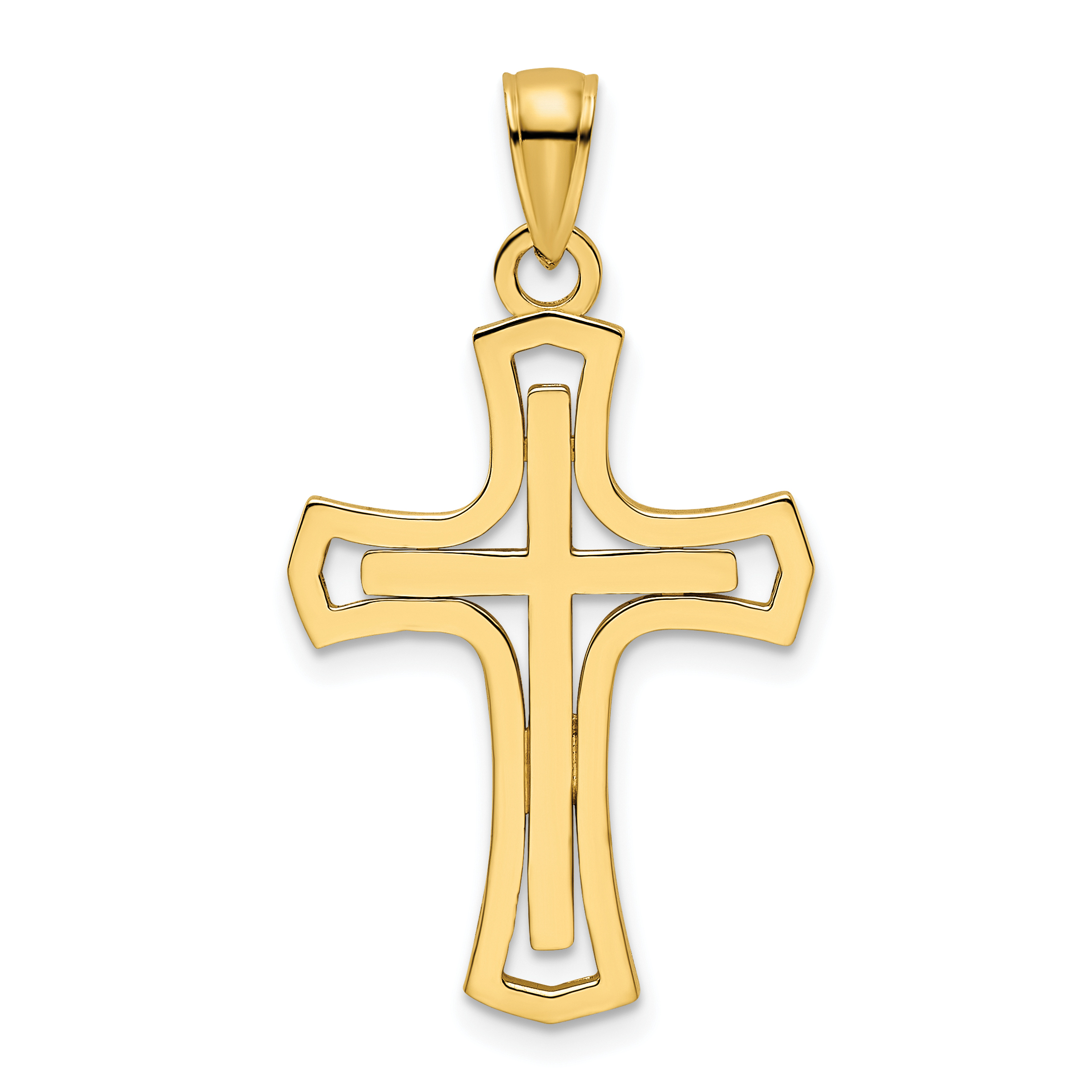 14K Polished Cross Pendant (K9822)