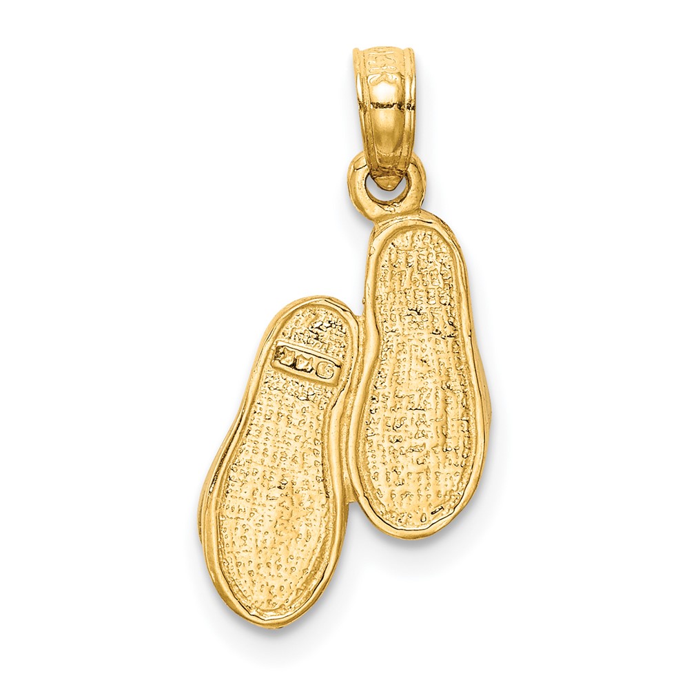 14k  3D w/Rhodium Solid Polished Sandals Pendant (K985)