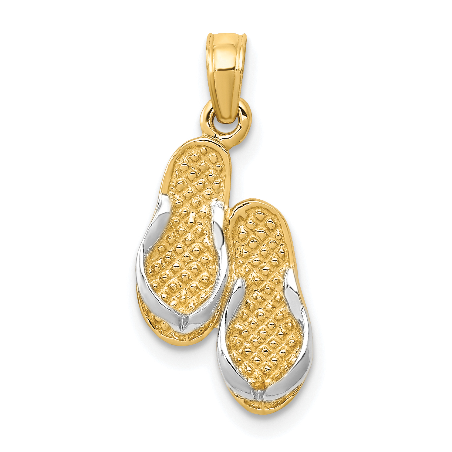 14k  3D w/Rhodium Solid Polished Sandals Pendant (K985)
