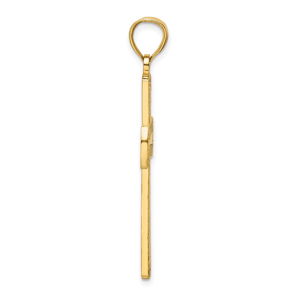 14K Polished Beaded Cross Pendant (K9872)