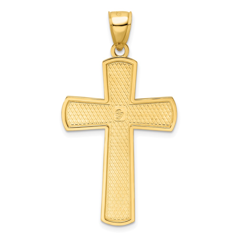 14K Polished Beaded Cross Pendant (K9872)