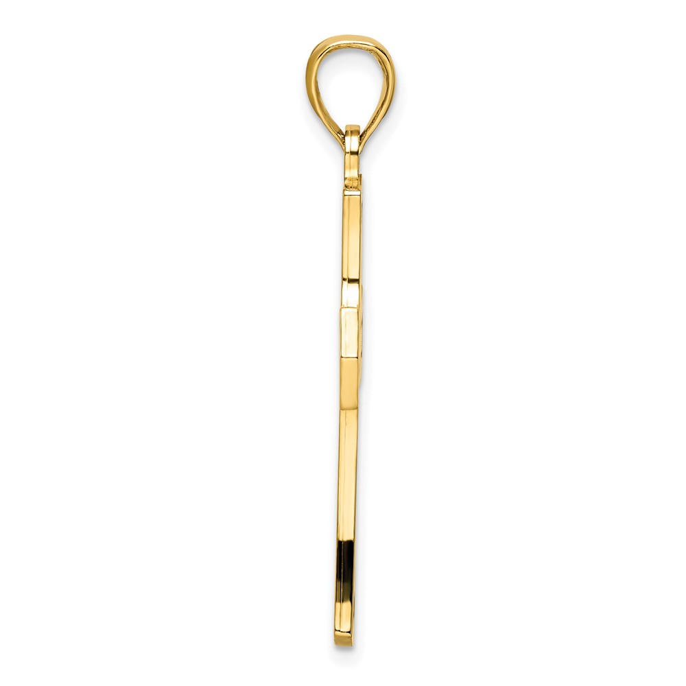 14K Polished Double Cross Pendant (K9875)