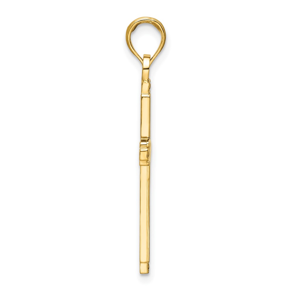 14K Polished Beaded Cross Pendant (K9878)