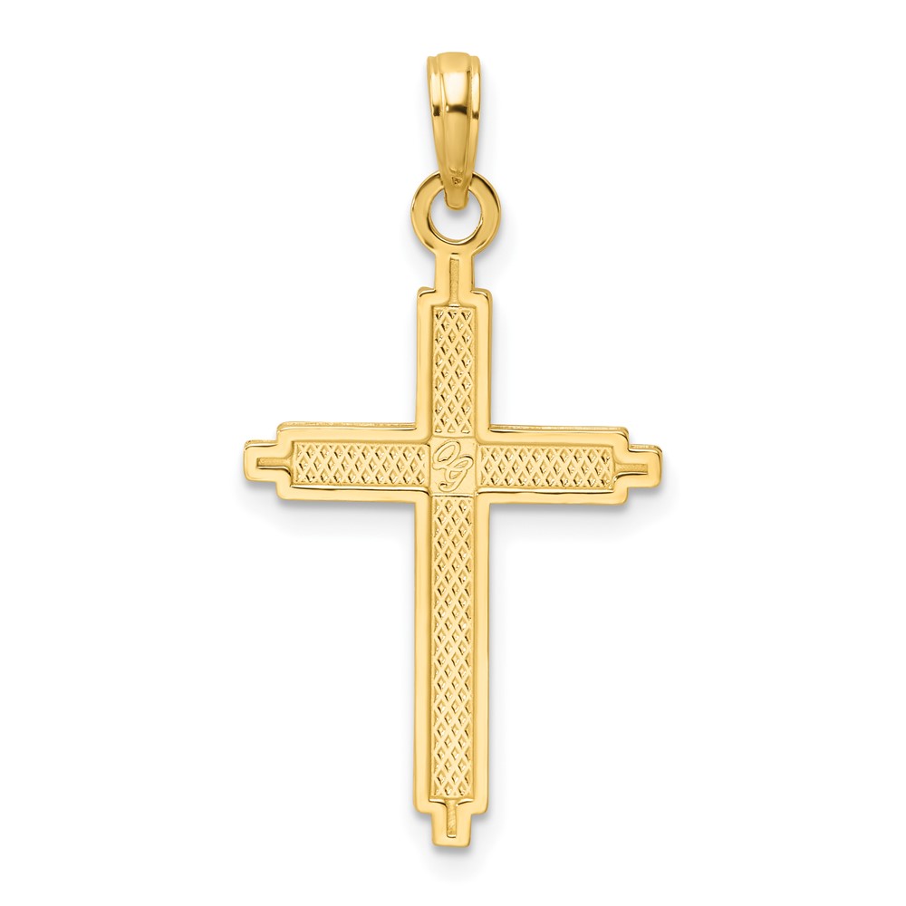 14K Polished Beaded Cross Pendant (K9878)