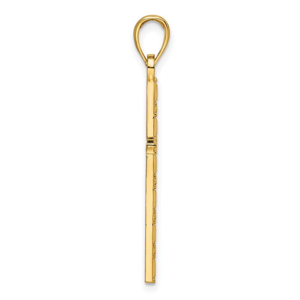 14K Polished Beaded Cross Pendant (K9883)