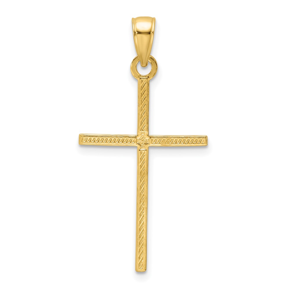 14K Polished Beaded Cross Pendant (K9883)