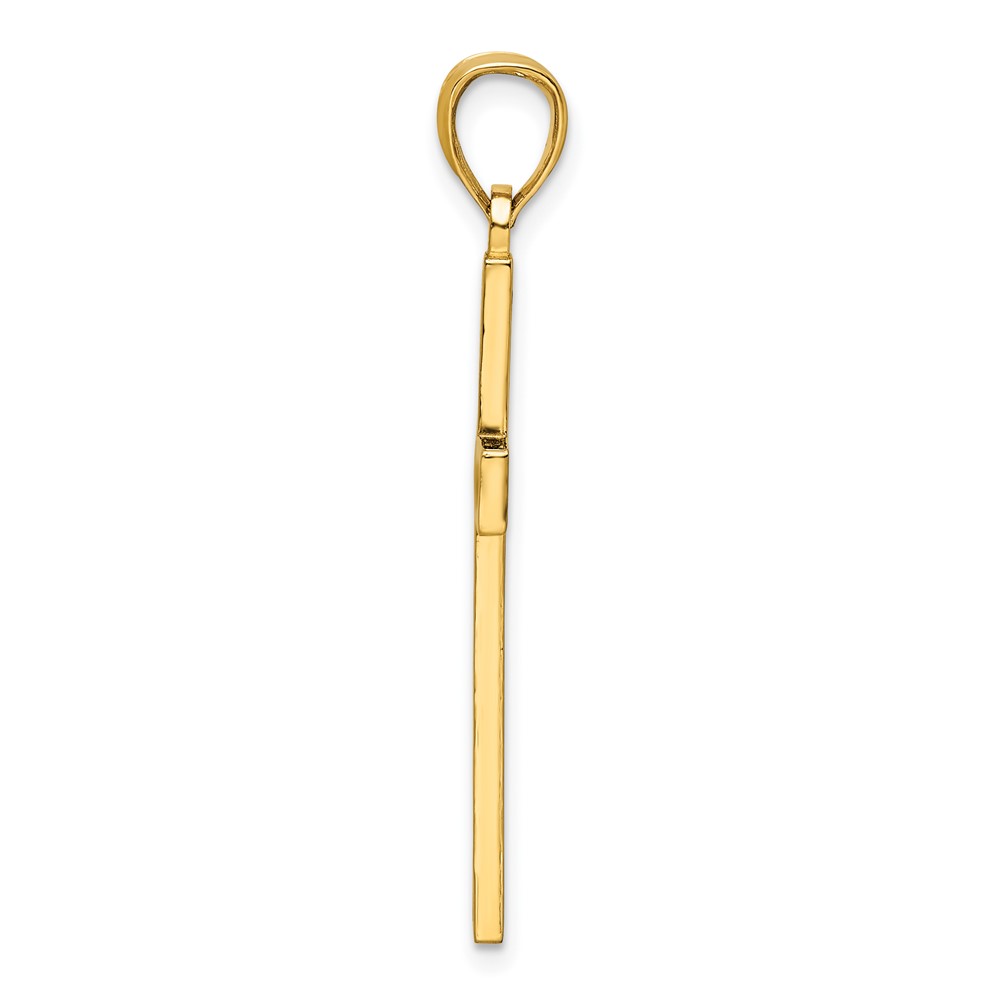 14K Polished Beaded Cross Pendant (K9884)