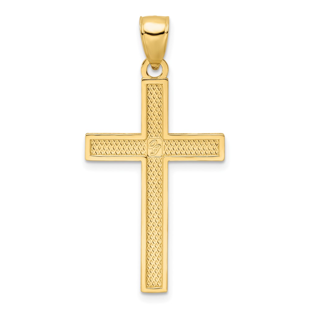 14K Polished Beaded Cross Pendant (K9884)