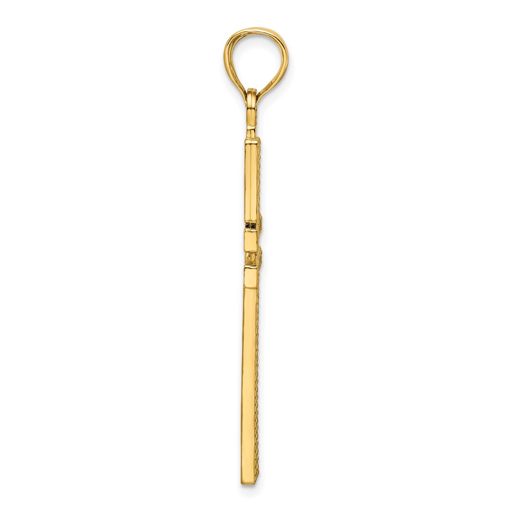 14K Polished Beaded Cross Pendant (K9885)