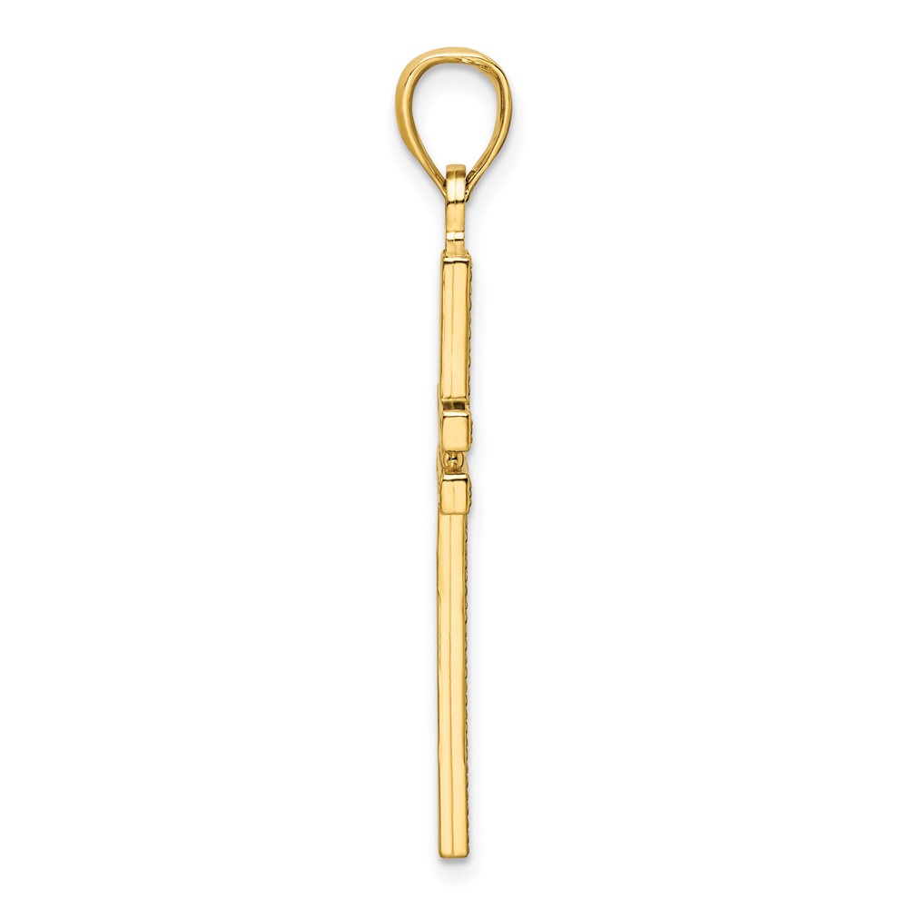 14K Polished Beaded Cross Pendant (K9887)