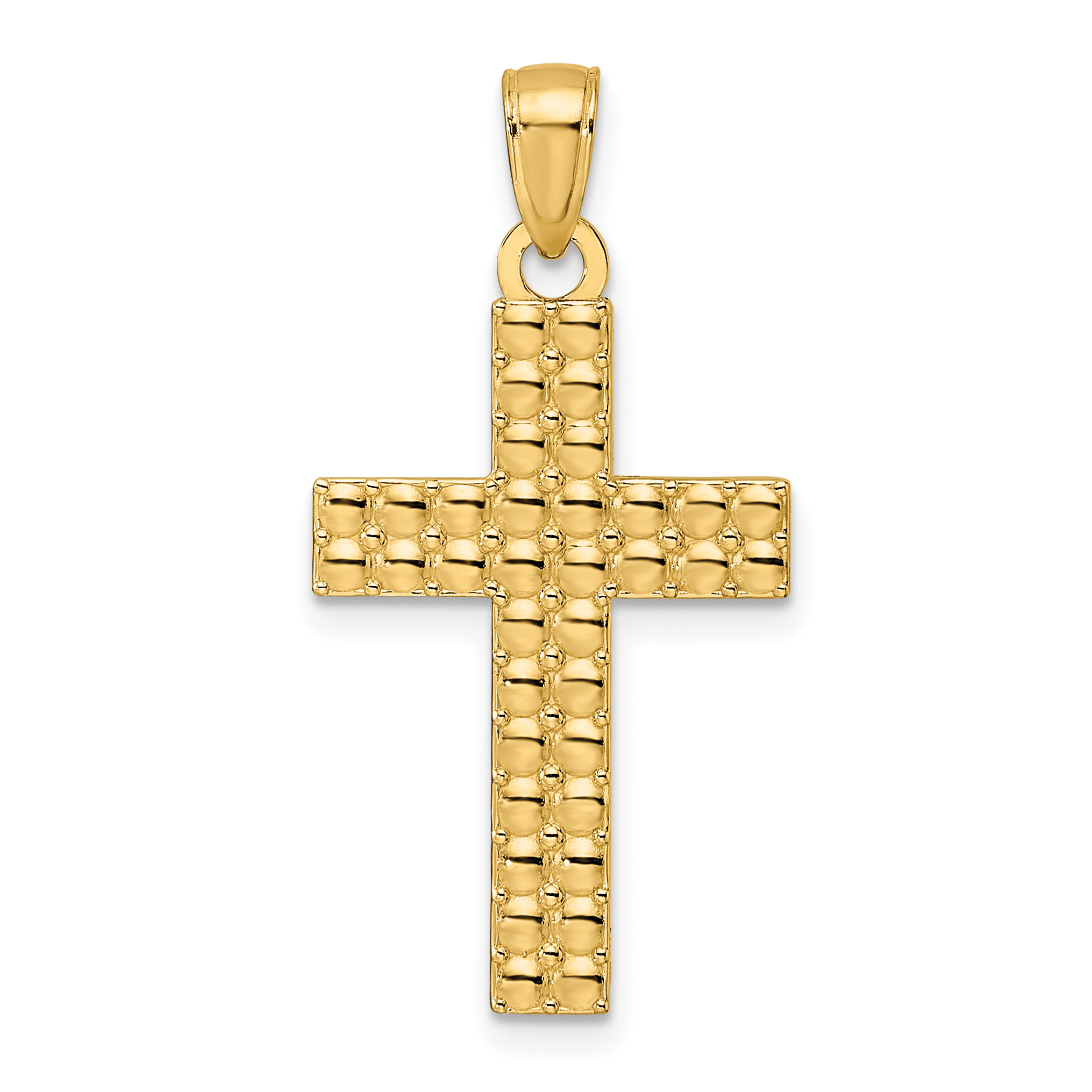 14K Polished & Textured Cross Pendant (K9923)