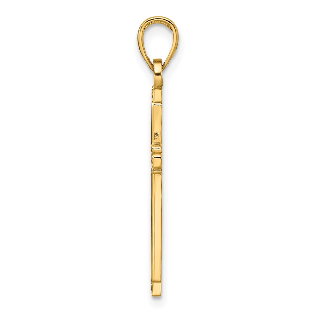 14K Polished & Textured Fancy Cross Pendant (K9926)