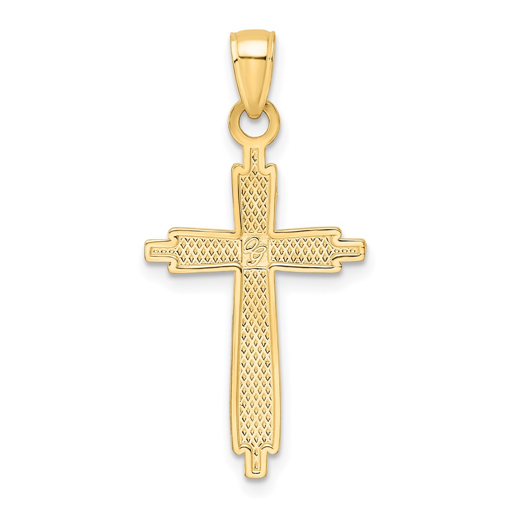 14K Polished & Textured Fancy Cross Pendant (K9926)