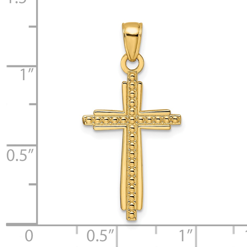 14K Polished & Textured Fancy Cross Pendant (K9926)