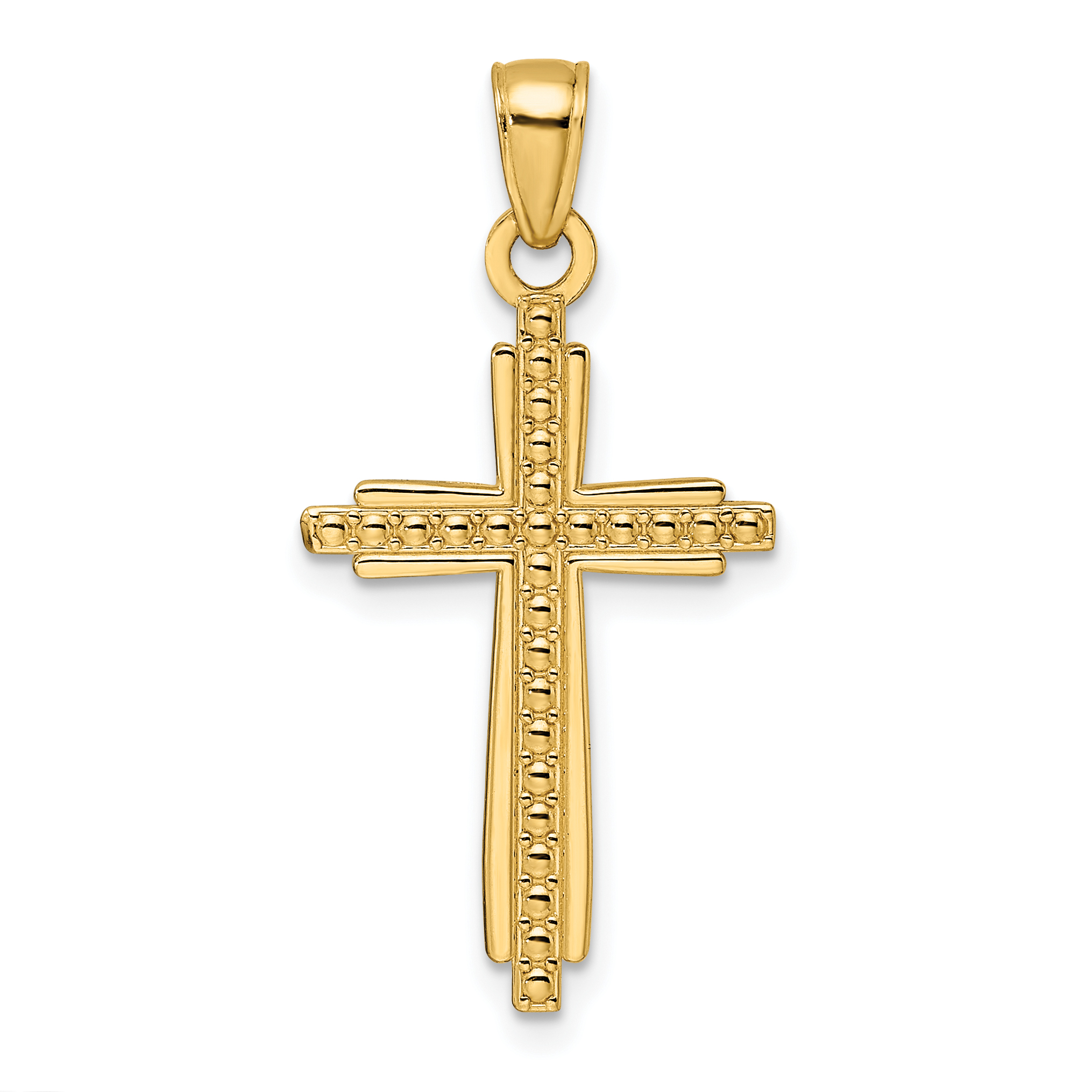 14K Polished & Textured Fancy Cross Pendant (K9926)