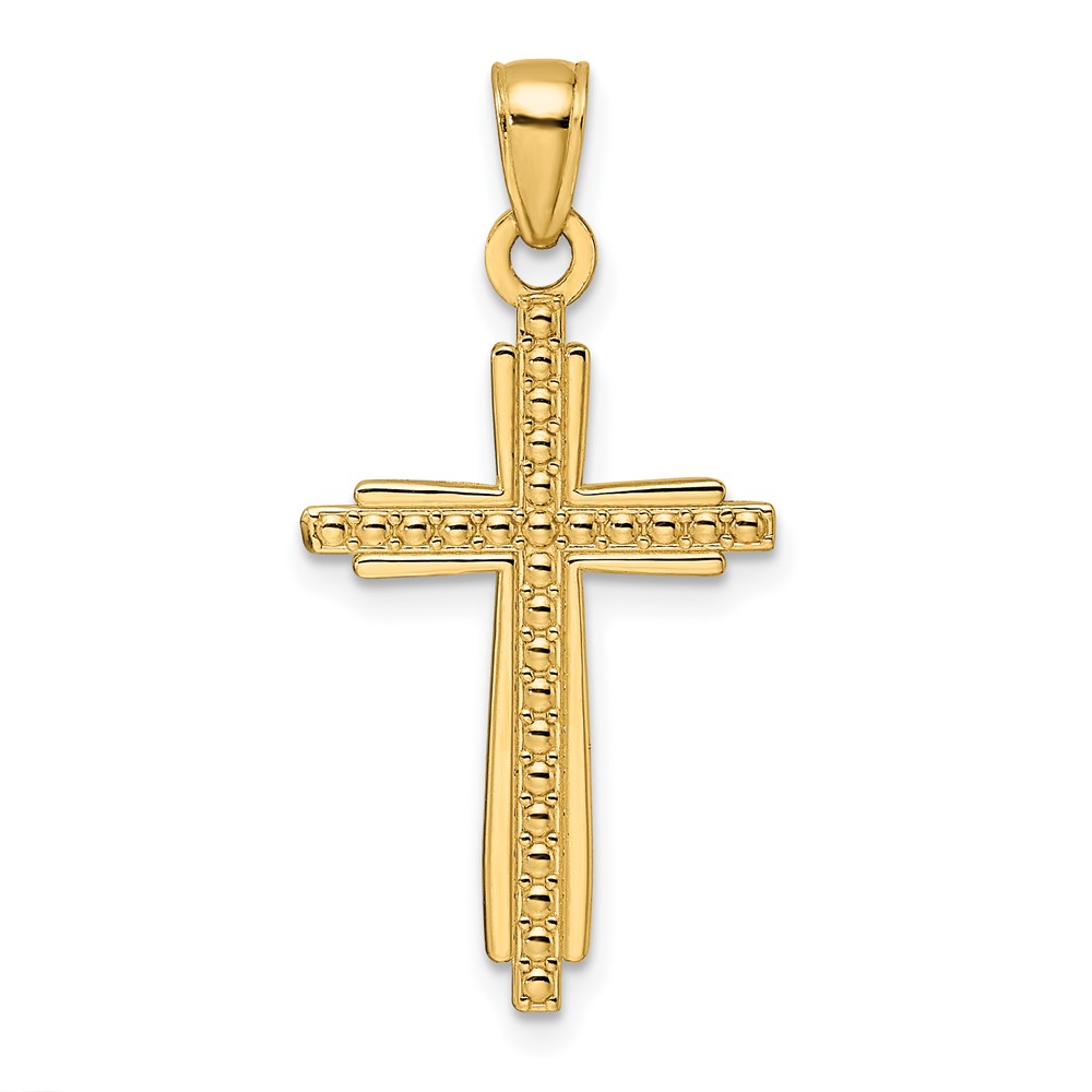 14K Polished & Textured Fancy Cross Pendant (K9926)
