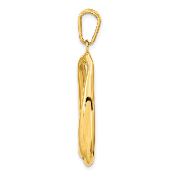 14k Polished Hollow Oval Hoop Pendant