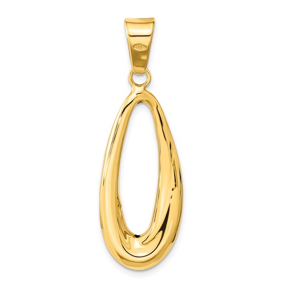 14k Polished Hollow Oval Hoop Pendant