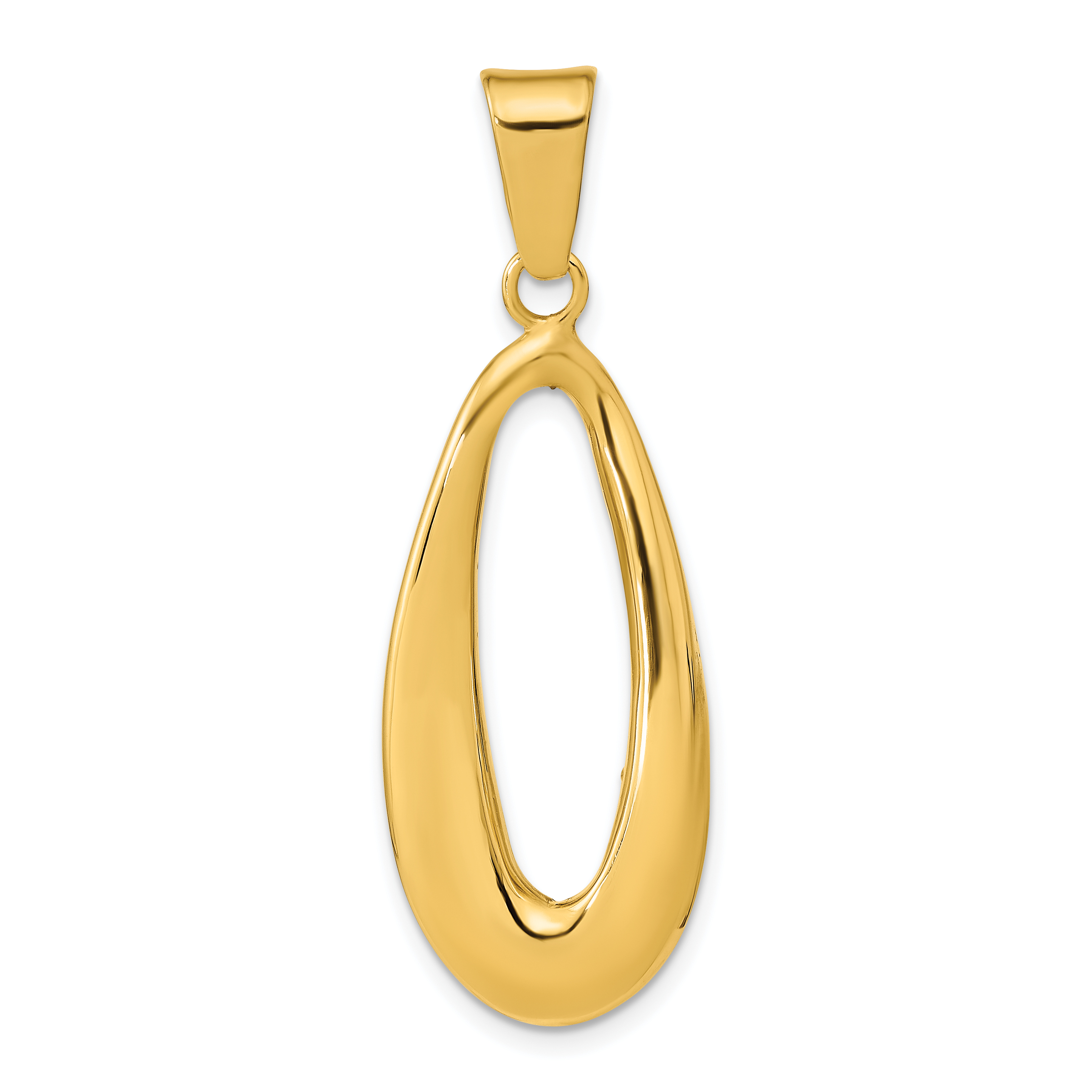 14k Polished Hollow Oval Pendant (K9941)