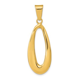 14k Polished Hollow Oval Hoop Pendant