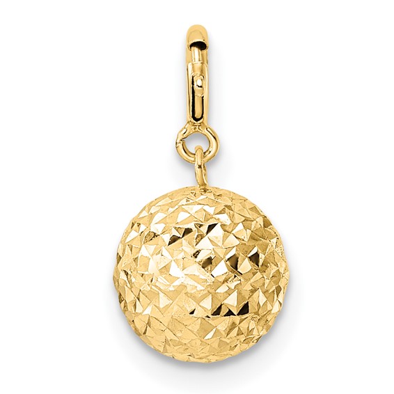 14K Diamond-cut Ball with Spring Ring Clasp Charm