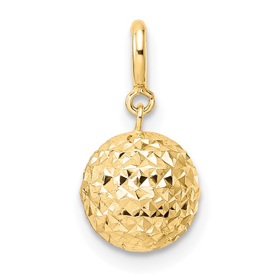 14K Diamond-cut Ball with Spring Ring Clasp Charm