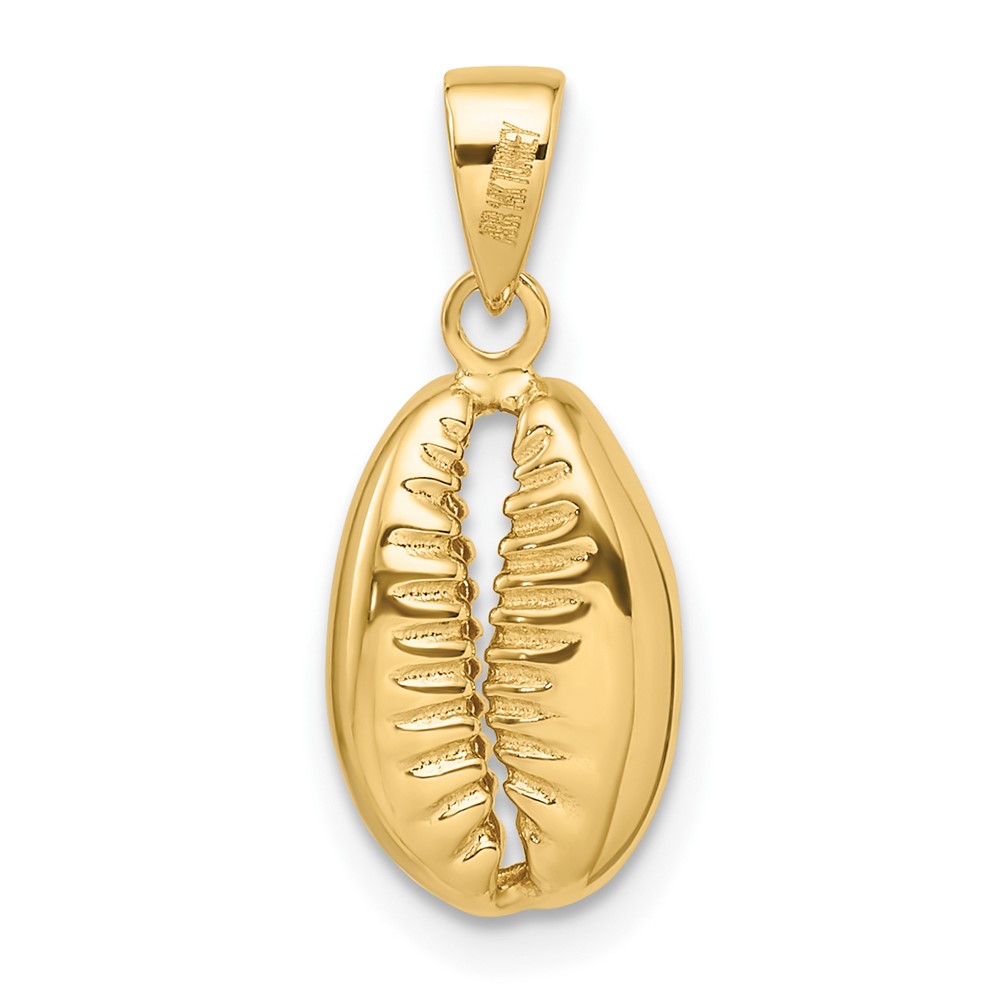 14k Polished 3D Crowrie Shell Pendant (K9947)