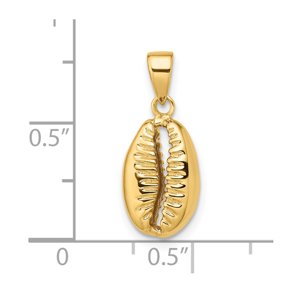 14k Polished 3D Crowrie Shell Pendant (K9947)