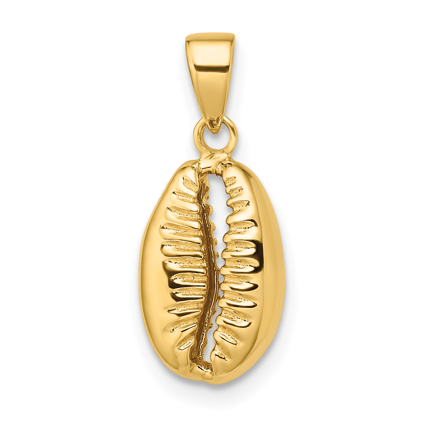 14k Polished 3D Crowrie Shell Pendant (K9947)
