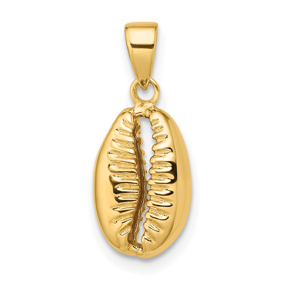 14k Polished 3D Crowrie Shell Pendant (K9947)