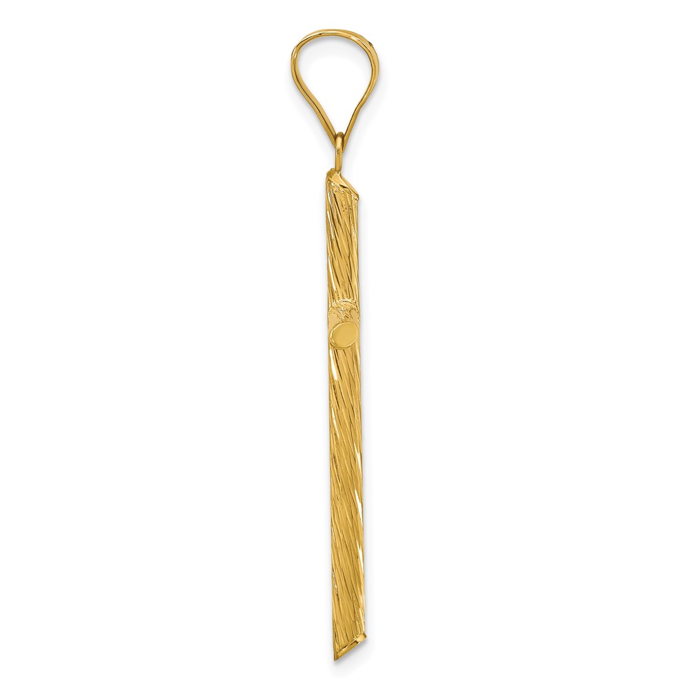14K Polished & Textured Fancy Cross Pendant (K9950)