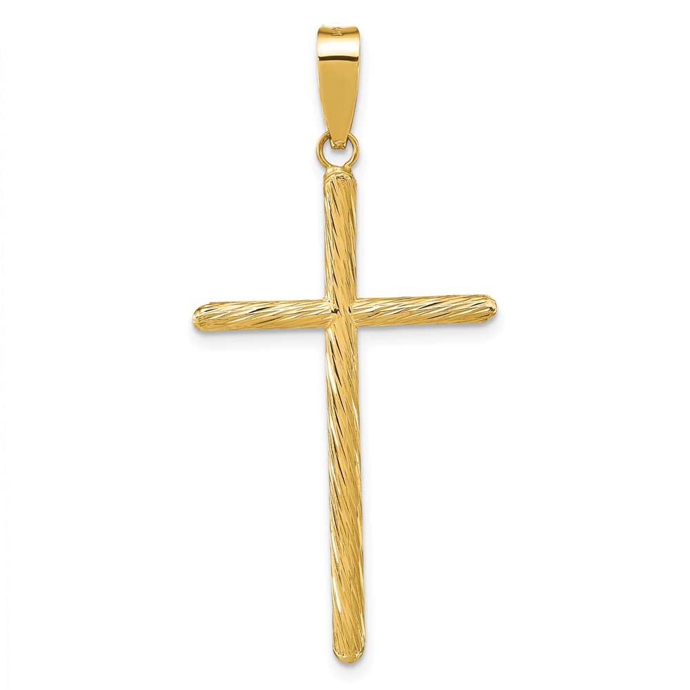 14K Polished & Textured Fancy Cross Pendant (K9950)