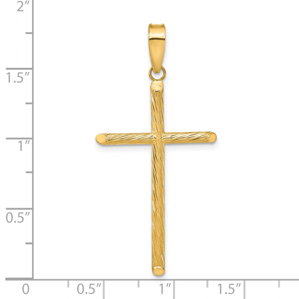 14K Polished & Textured Fancy Cross Pendant (K9950)