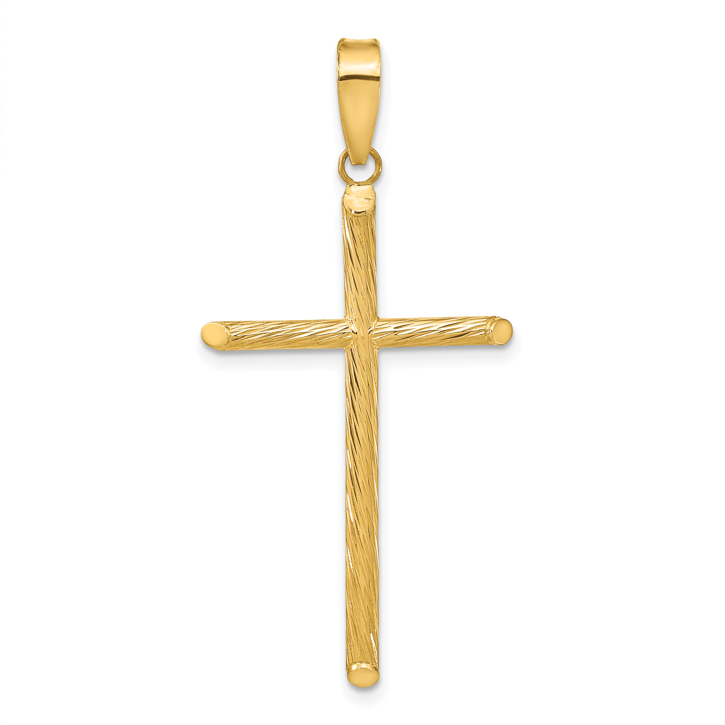 14K Polished & Textured Fancy Cross Pendant (K9950)