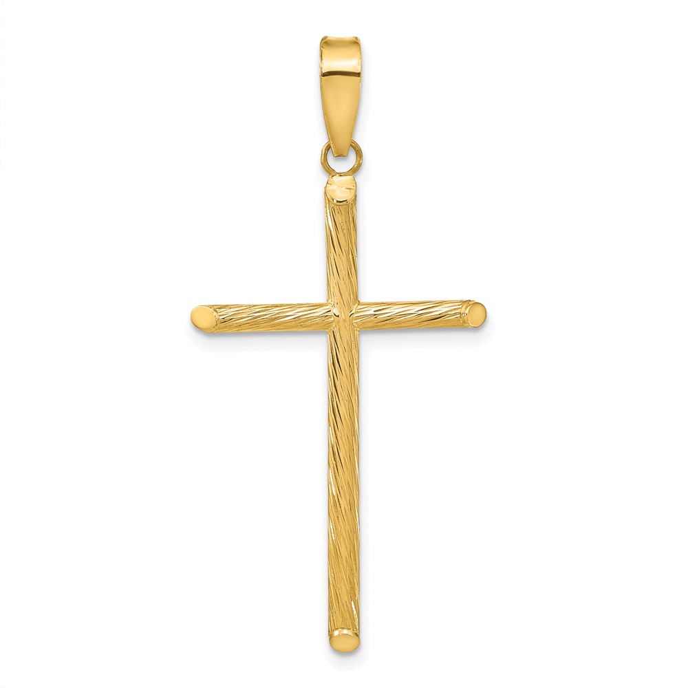 14K Polished & Textured Fancy Cross Pendant (K9950)