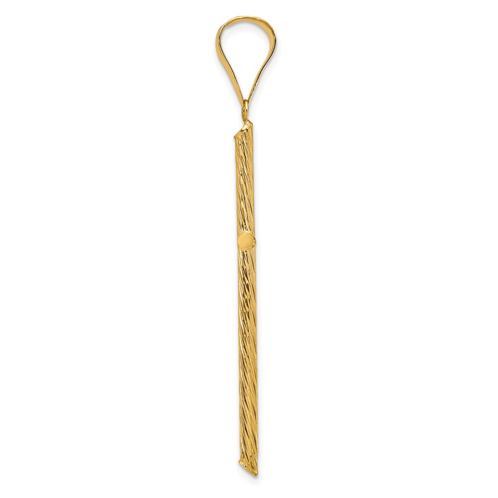 14K Polished & Textured Fancy Cross Pendant (K9952)