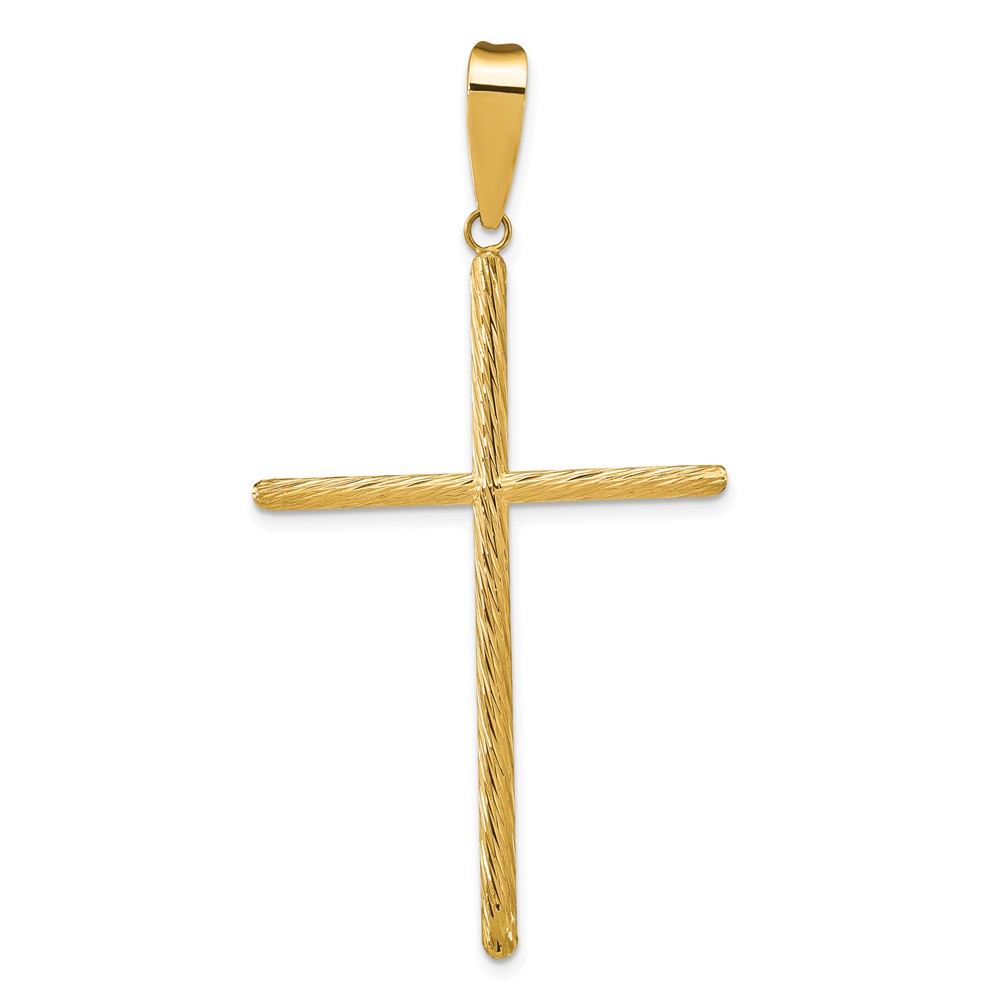 14K Polished & Textured Fancy Cross Pendant (K9952)