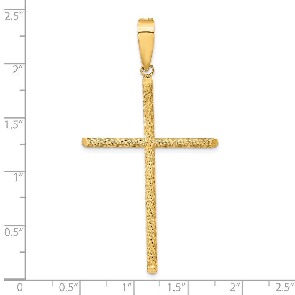 14K Polished & Textured Fancy Cross Pendant (K9952)