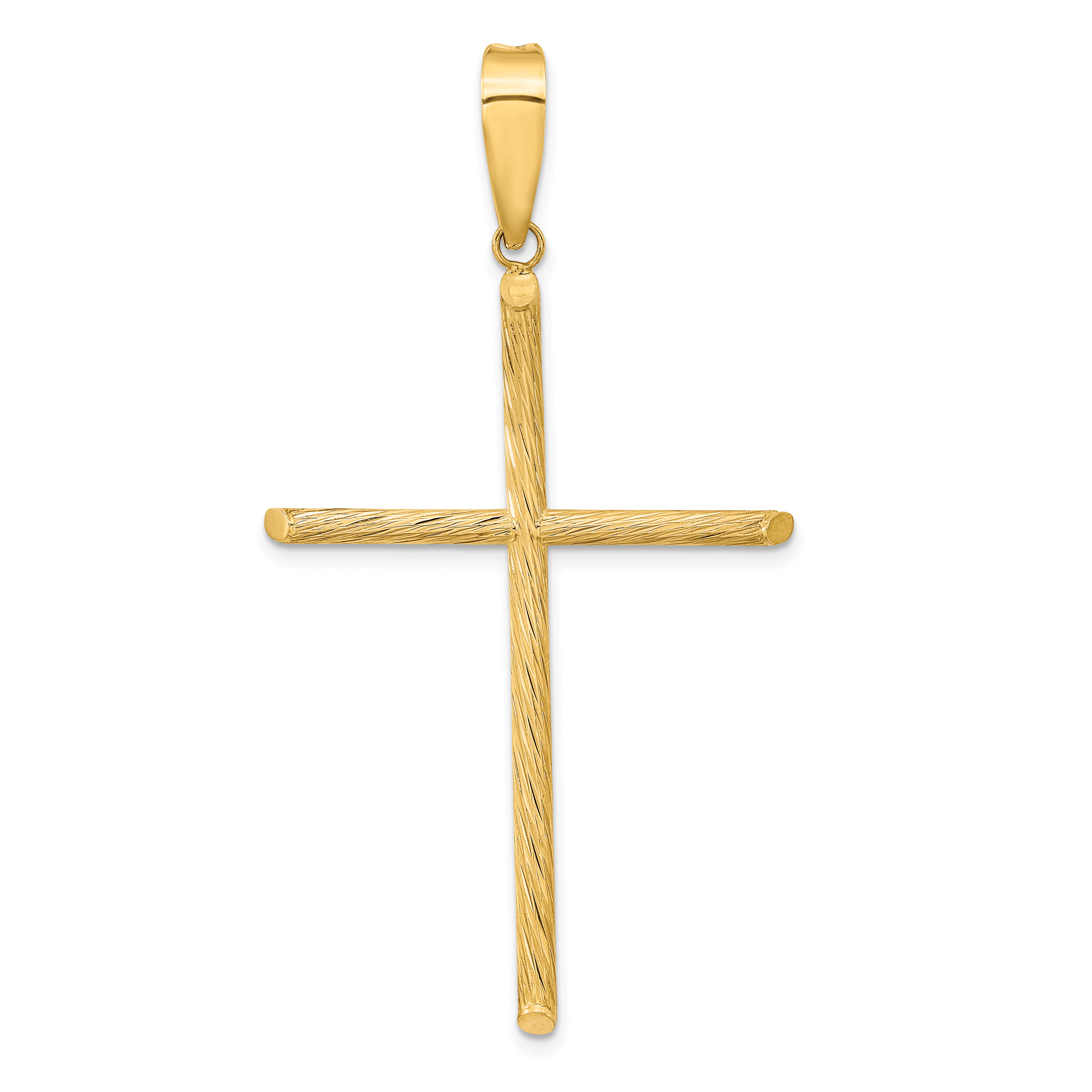 14K Polished & Textured Fancy Cross Pendant (K9952)