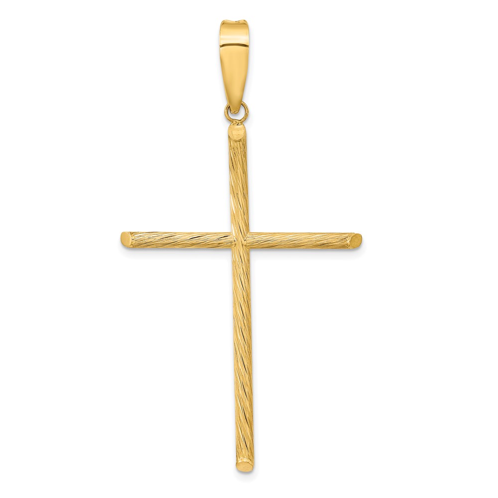 14K Polished & Textured Fancy Cross Pendant (K9952)